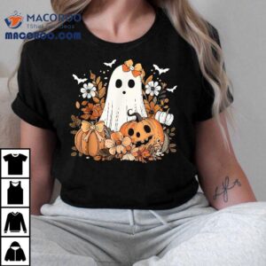 Retro Floral Ghost Cute Pumpkin Autumn Halloween Kids Shirt Retro Floral Ghost Cute Pumpkin Autumn Halloween Kids Shirt