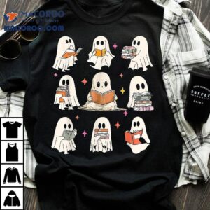 Retro Groovy Teacher Halloween Ghost Read More Books Shirt