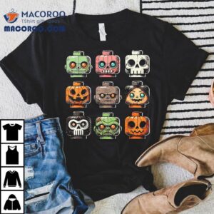 Retro Horror Bricks Head Scary Halloween Mask Tshirt