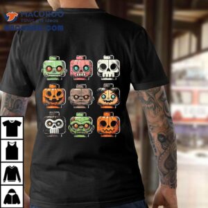 Retro Horror Bricks Head Scary Halloween Mask Tshirt