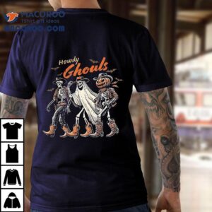 Retro Howdy Ghouls Skeleton Cowboy Western Rodeo Halloween Tshirt