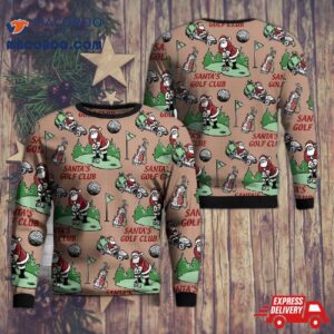 Santa Golf Christmas Aop Sweater