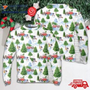 Santa Riding In The Forest Looping Christmas Aop Sweater