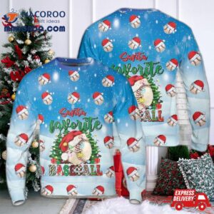 Santa’s Favorite Baseball Aop Ugly Christmas Sweater