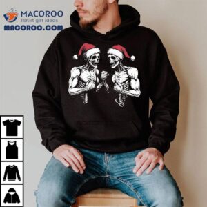 Santa Skeleton Wrestling Wrestler Halloween Christmas Xmas Tshirt