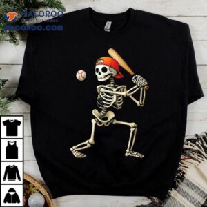 Skeleton Baseball Halloween Costume Funny Boys Kids Tee Tshirt