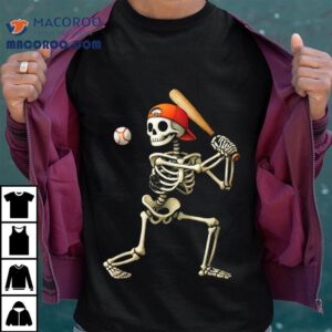Skeleton Baseball Halloween Costume Funny Boys Kids Tee Tshirt