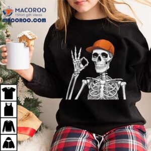 Skeleton Hand Ok Sign Retro Halloween Costume Girl Shirt