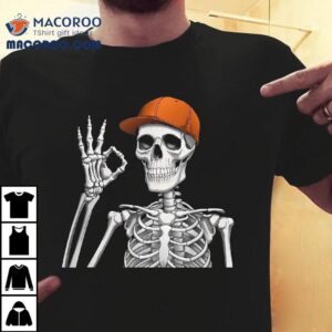 Skeleton Hand Ok Sign Retro Halloween Costume Girl Tshirt