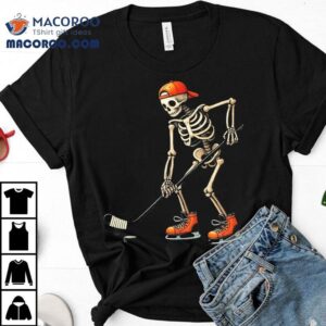 Skeleton Ice Hockey Halloween Costume Boys Kids Tee Shirt