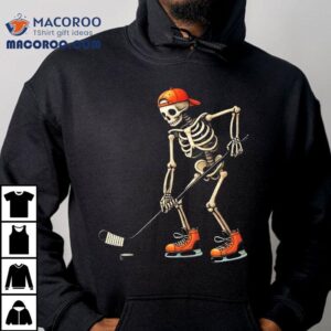 Skeleton Ice Hockey Halloween Costume Boys Kids Tee Tshirt