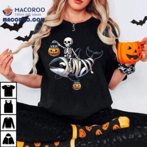 Skeleton Riding Mummy Orca Halloween Candy Whale Funny Shirt