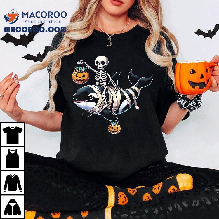 Skeleton Riding Mummy Orca Halloween Candy Whale Funny Shirt Skeleton Riding Mummy Orca Halloween Candy Whale Funny Shirt