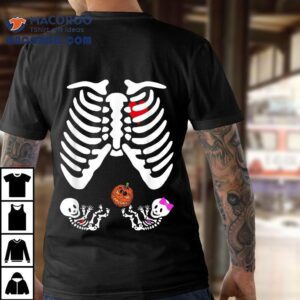 Skeleton Twins Girl Boy Pregnancy Halloween Costume Pumpkin Tshirt