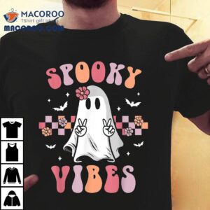 Spooky Vibes Ghost Retro Groovy Halloween Girls Kids Shirt