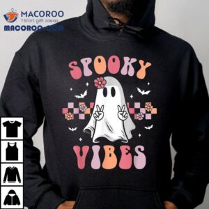 Spooky Vibes Ghost Retro Groovy Halloween Girls Kids Shirt