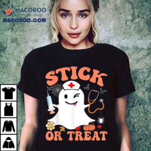 Stick Or Treat Nurse Funny Halloween Costume Tshirt