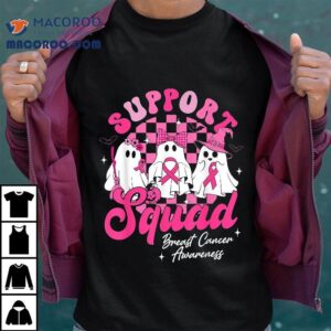 Support Squad Breast Cancer Awareness Cute Ghost Halloween Tshirt