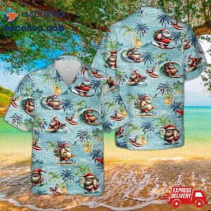 Surfing Santa Christmas Hawaiian Shirt