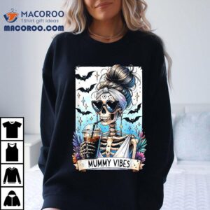 Tarot Card Mummy Vibes Spooky Season Skeleton Mom Halloween Tshirt