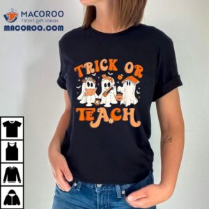 Teacher Halloween Trick Or Teach Retro Groovy Floral Ghost Shirt 3 Teacher Halloween Trick Or Teach Retro Groovy Floral Ghos Tshirt