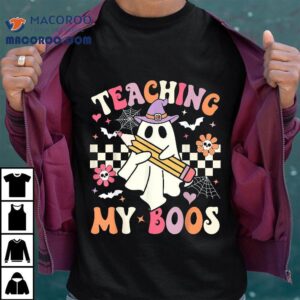 Teaching My Boos Teacher Cute Ghost Groovy Halloween Tshirt