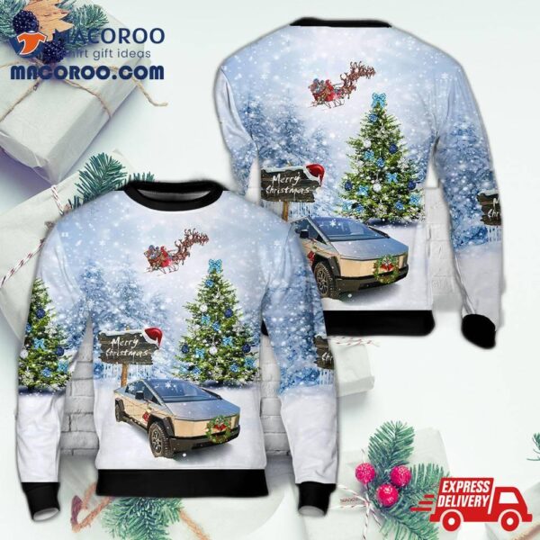 Tesla Cybertruck Christmas Aop Sweater