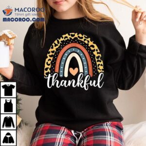 Thankful Thanksgiving Rainbow Leopard Print Tshirt