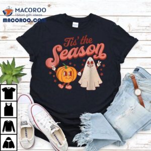 Tis The Season Pumpkin Boo 60s 70s Hippie Halloween Costume Shirt
