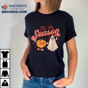 Tis The Season Pumpkin Boo 60s 70s Hippie Halloween Costume Shirt