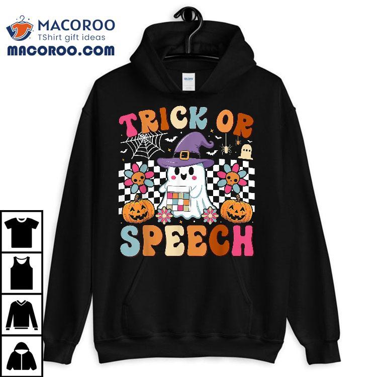 Trick Or Speech Retro Slp Ghost Halloween Fun Therapy Shirt Trick Or Speech Retro Slp Ghost Halloween Fun Therapy Shirt