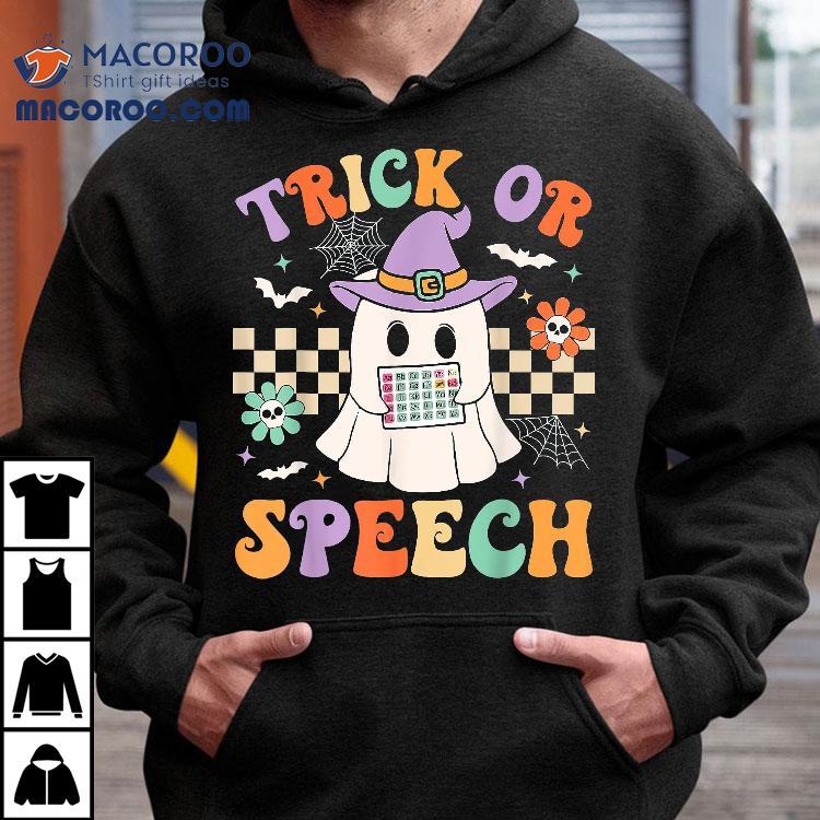 Trick Or Speech Retro Slp Halloween Therapy Shirt Trick Or Speech Retro Slp Halloween Therapy Shirt