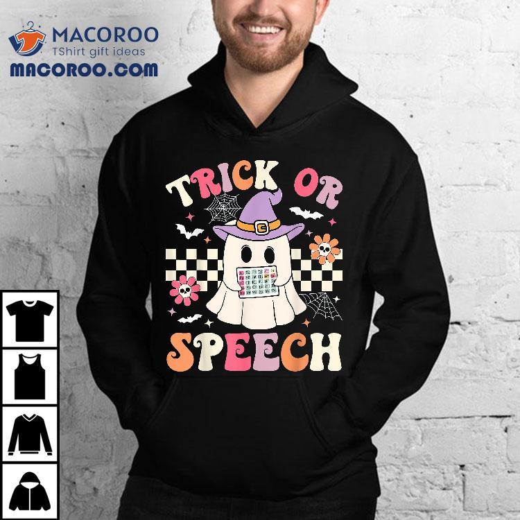 Trick Or Speech Retro Slp Halloween Therapy Shirt Trick Or Speech Retro Slp Halloween Therapy Shirt