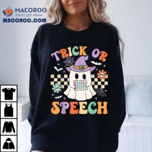 Trick Or Speech Retro Slp Halloween Therapy Shirt