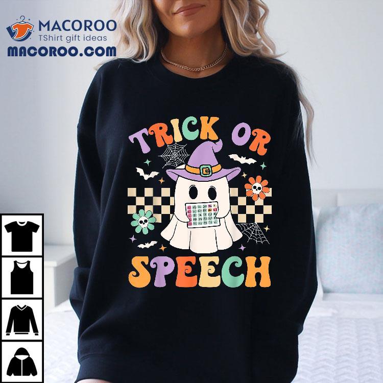 Trick Or Speech Retro Slp Halloween Therapy Shirt Trick Or Speech Retro Slp Halloween Therapy Shirt