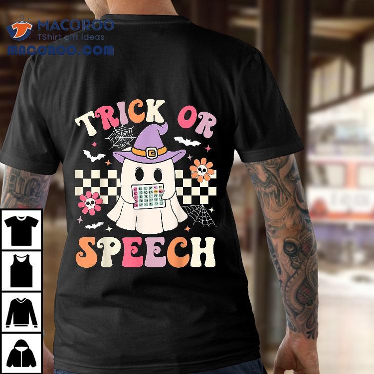 Trick Or Speech Retro Slp Halloween Therapy Shirt Trick Or Speech Retro Slp Halloween Therapy Shirt
