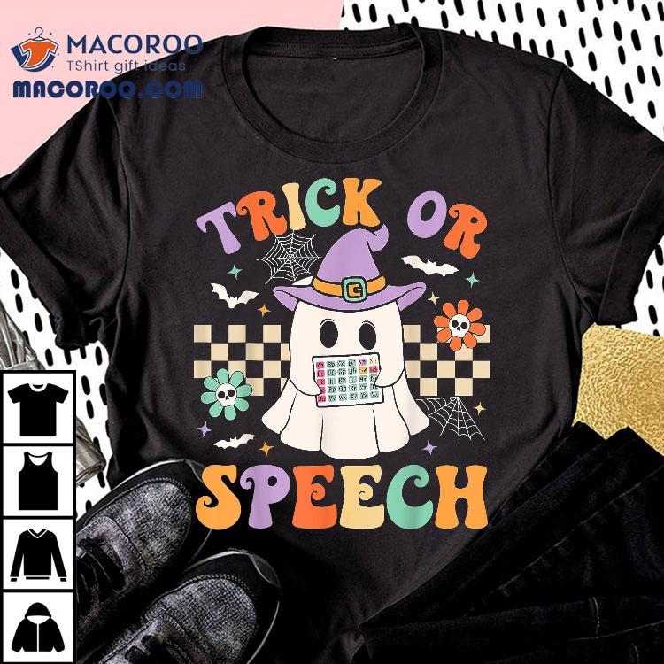 Trick Or Speech Retro Slp Halloween Therapy Shirt Trick Or Speech Retro Slp Halloween Therapy Shirt