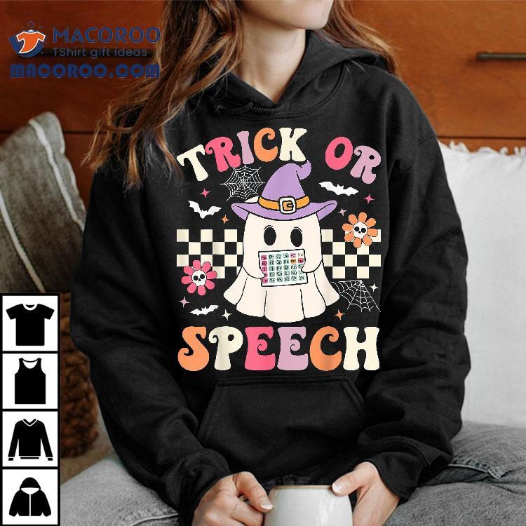 Trick Or Speech Retro Slp Halloween Therapy Shirt Trick Or Speech Retro Slp Halloween Therapy Shirt
