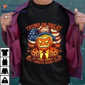 Trumpkin Or Treat Make Halloween Great Again Usa Flag Tshirt