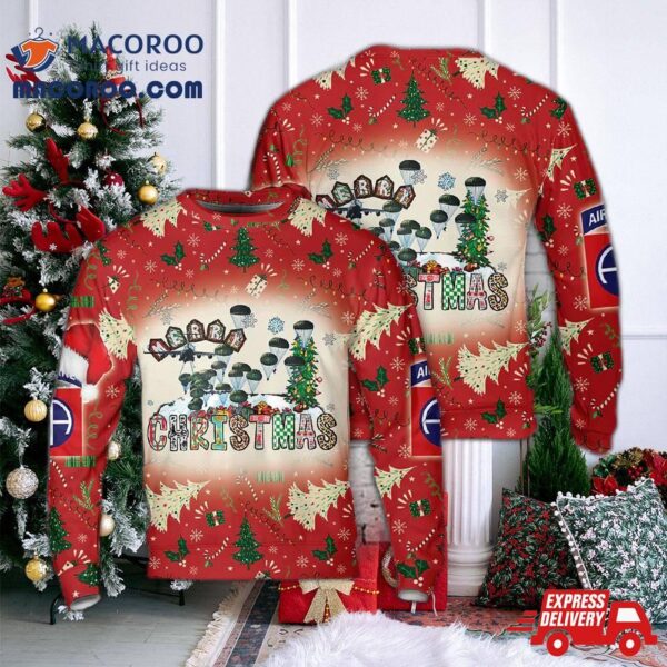 Us Army Paratroopers With The 82nd Airborne Division Parachute Aop Christmas Sweater