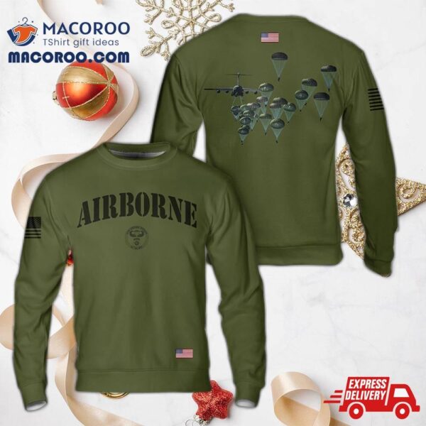 Us Army Paratroopers With The 82nd Airborne Division Parachute Christmas Sweater