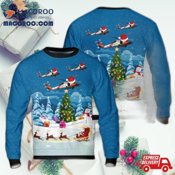 Us Coast Guard Sikorsky Hh-60j Jayhawk (s-70b-5) Christmas Aop Sweater