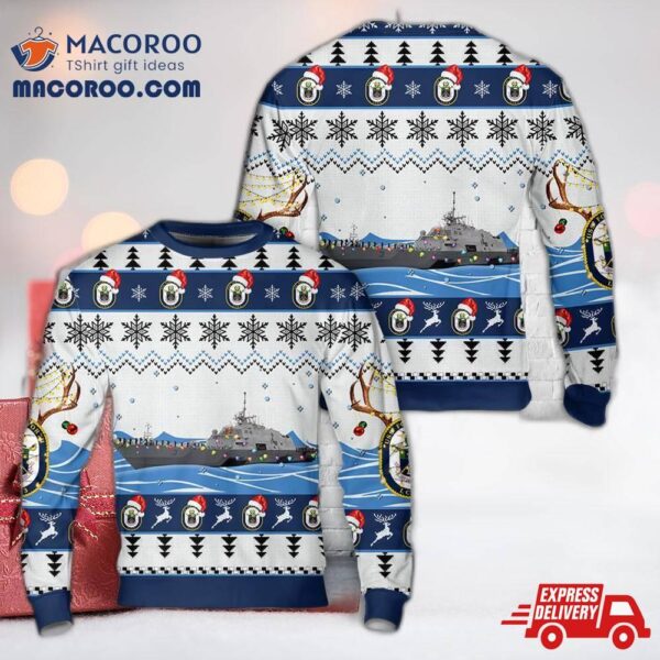 Us Navy Uss Fort Worth (lcs-3) Christmas Aop Sweater