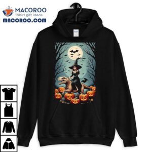 Witch Riding Tyrannosaurus Rex Dinosaur In A Pumpkin Patch Shirt