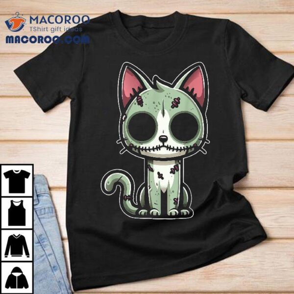 Zombie Cat Halloween Cartoon Design For Lovers Shirt