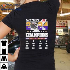 Baltimore Ravens Afc North Champions Back To Back For Fans Tshirt