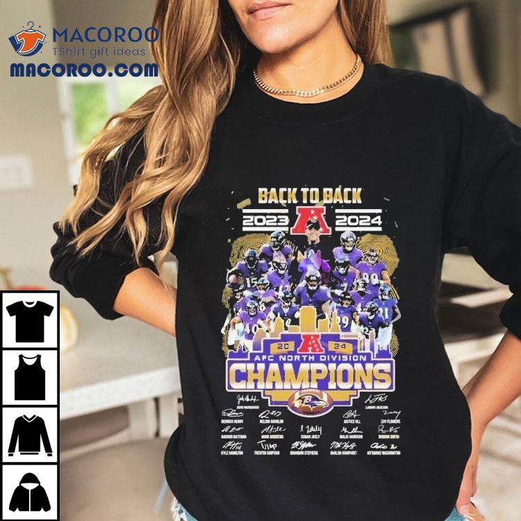 Baltimore Ravens Back To Back 2023-2024 Afc Division Champion Signatures Shirt Baltimore Ravens Back To Back 2023-2024 Afc Division Champion Signatures Shirt