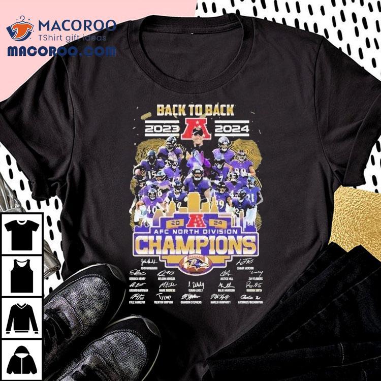Baltimore Ravens Back To Back 2023-2024 Afc Division Champion Signatures Shirt Baltimore Ravens Back To Back 2023-2024 Afc Division Champion Signatures Shirt