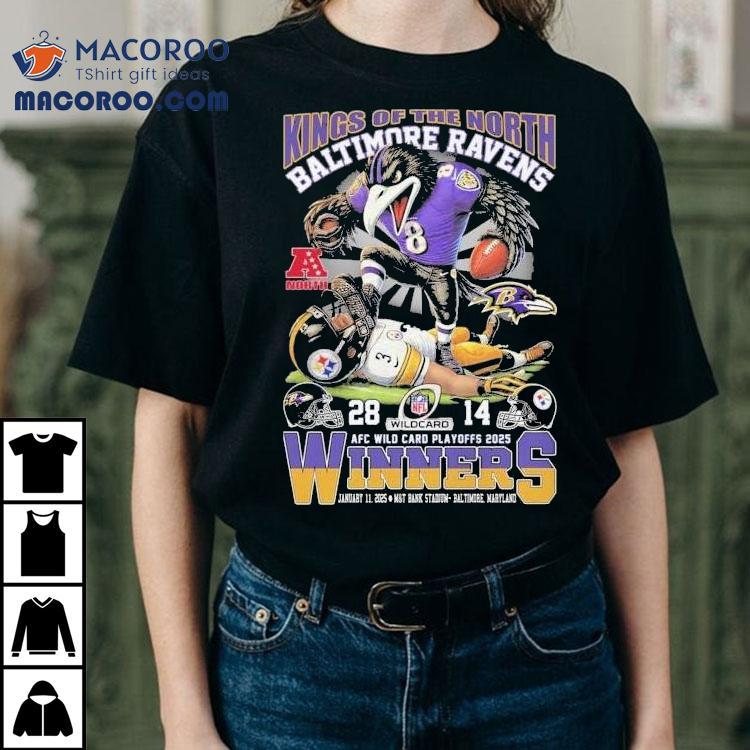 Baltimore Ravens Pittsburgh Slers Kings Of The North Afc Wild Card Playoffs 2025 Winners Nfl Mascot Shirt Baltimore Ravens Pittsburgh Slers Kings Of The North Afc Wild Card Playoffs 2025 Winners Nfl Mascot Shirt