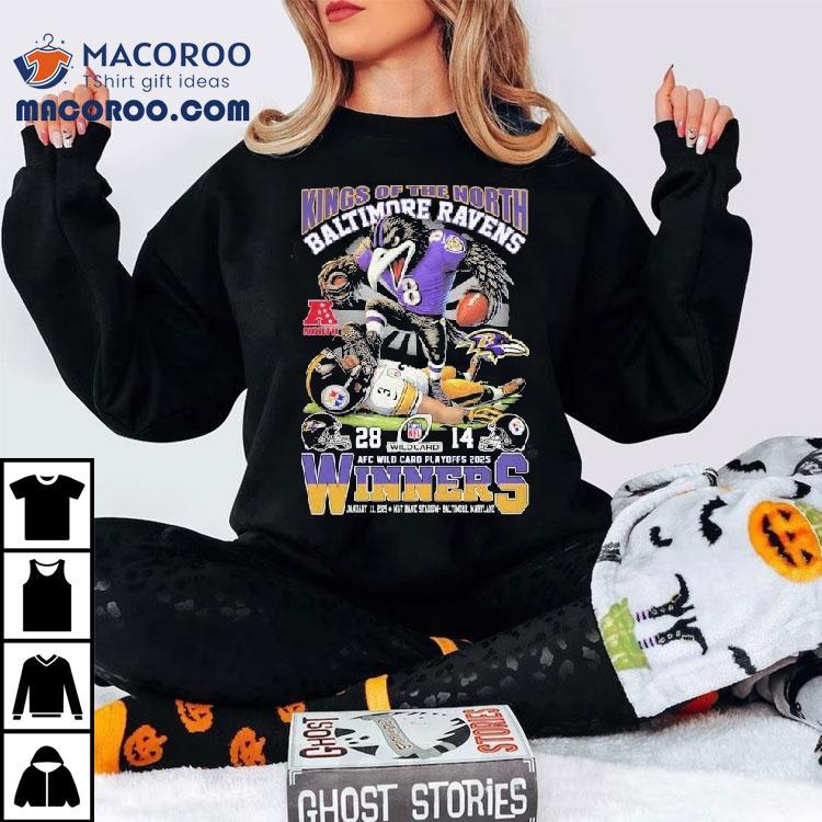 Baltimore Ravens Pittsburgh Slers Kings Of The North Afc Wild Card Playoffs 2025 Winners Nfl Mascot Shirt Baltimore Ravens Pittsburgh Slers Kings Of The North Afc Wild Card Playoffs 2025 Winners Nfl Mascot Shirt
